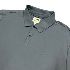 Cuts Curve Hem Polo Shirt Mens XXL Blue Pima Cotton Short Sleeve